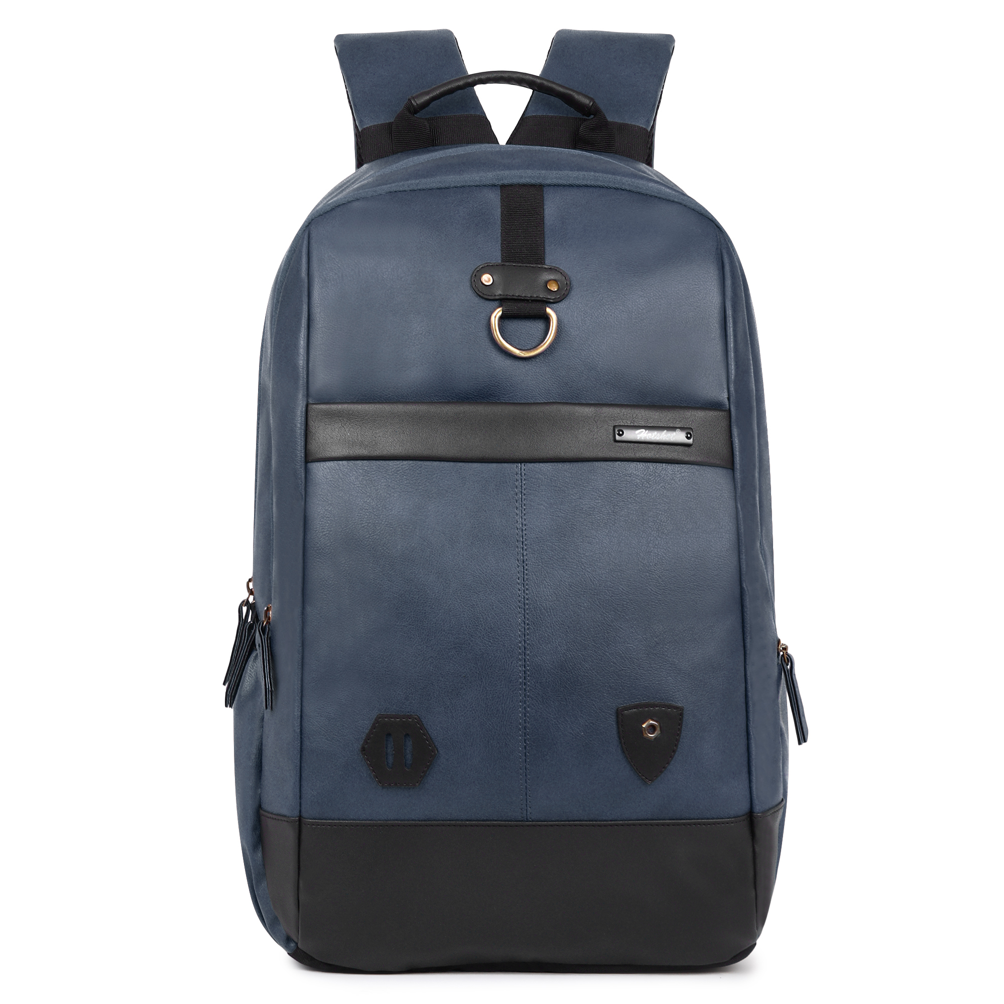 1409-NAVY BLUE (1) HOTSHOT BAGS VINTAGE SERIES_1409 28L FAUX LEATHER 15.6 INCH|TROLLY SLEEVE |SCHOOL BAG|TUTION BACKPACK| OFFICE BACKPACK | COLLEGE BACKPACK| LAPTOP BACKPACK - Image 1