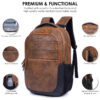HOTSHOT BAGS VINTAGE SERIES|FAUX LEATHER| LAPTOP BACKPACK|15.6 INCH|OFFICE BAG|COLLEGE BACKPACK |TUTION BAG|SCHOOL BAG |18 INCH|BOYS & GIRLS|MEN & WOMEN |30 LITER LAPTOP BACKPACK - Image 8
