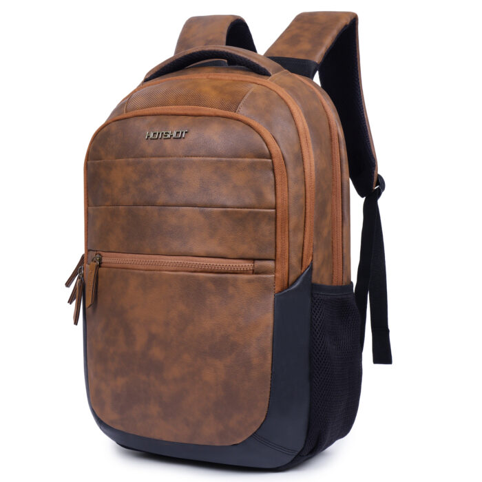 HOTSHOT BAGS VINTAGE SERIES|FAUX LEATHER| LAPTOP BACKPACK|15.6 INCH|OFFICE BAG|COLLEGE BACKPACK |TUTION BAG|SCHOOL BAG |18 INCH|BOYS & GIRLS|MEN & WOMEN |30 LITER LAPTOP BACKPACK - Image 3