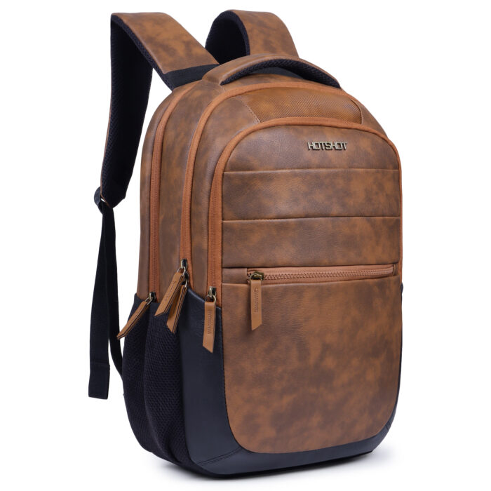 HOTSHOT BAGS VINTAGE SERIES|FAUX LEATHER| LAPTOP BACKPACK|15.6 INCH|OFFICE BAG|COLLEGE BACKPACK |TUTION BAG|SCHOOL BAG |18 INCH|BOYS & GIRLS|MEN & WOMEN |30 LITER LAPTOP BACKPACK - Image 2