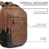 HOTSHOT BAGS VINTAGE SERIES_1410 30L FAUX LEATHER 15.6 INCH|LAPTOP BAG|SCHOOL BAG|OFFICE BACKPACK |COLLEGE BACKPACK|18 INCH|WATER RESISTANT|LAPTOP BACKPACK FOR MEN & WOMEN - Image 9