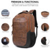HOTSHOT BAGS VINTAGE SERIES_1410 30L FAUX LEATHER 15.6 INCH|LAPTOP BAG|SCHOOL BAG|OFFICE BACKPACK |COLLEGE BACKPACK|18 INCH|WATER RESISTANT|LAPTOP BACKPACK FOR MEN & WOMEN - Image 8