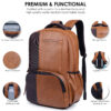 HOTSHOT BAGS VINTAGE SERIES_1411 32L FAUX LEATHER |15.6 INCH|LAPTOP BAG|TROLLY SLEEVE |SCHOOL BAG|OFFICE BACKPACK |COLLEGE BACKPACK|WATER RESISTANT|18 INCH|LAPTOP BACKPACK FOR MEN & WOMEN - Image 8