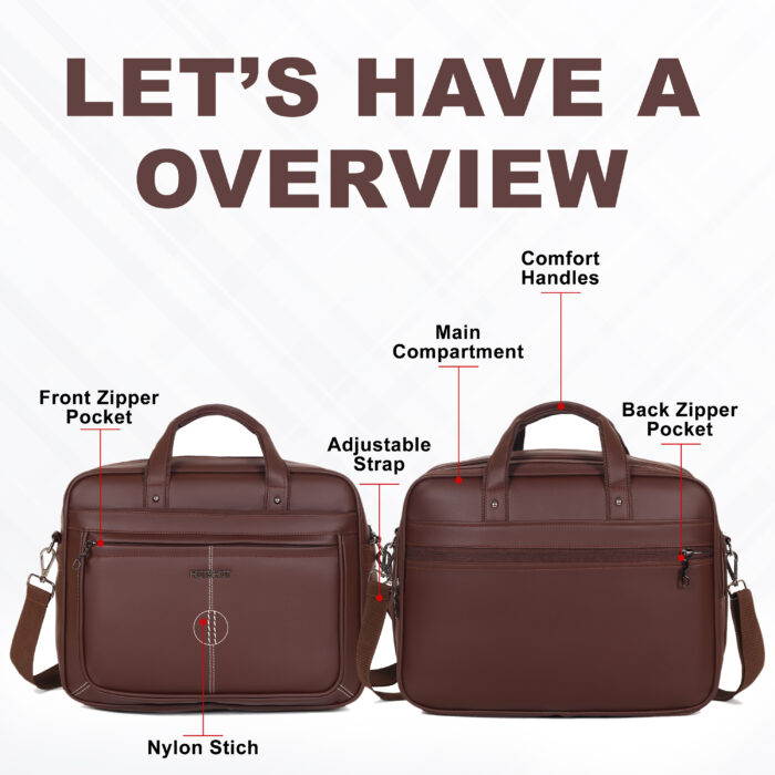 HOTSHOT EXECUTIVE_2001|LEATHER MESSANGER BAG|LAPTOP MESSAMGER BAG|LAPTOP SLING BAG|OFFICE BAG|SHOULDER BAG|15.6 INCH|WATER RESISTANT |20 L LAPTOP BAG FOR MEN & WOMEN - Image 7