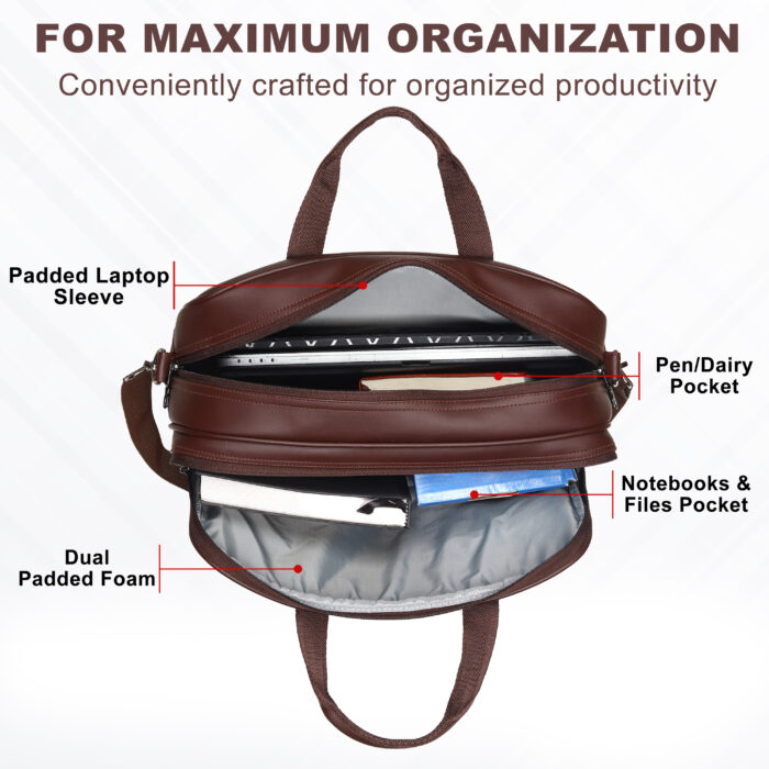 HOTSHOT EXECUTIVE_2001|LEATHER MESSANGER BAG|LAPTOP MESSAMGER BAG|LAPTOP SLING BAG|OFFICE BAG|SHOULDER BAG|15.6 INCH|WATER RESISTANT |20 L LAPTOP BAG FOR MEN & WOMEN - Image 5