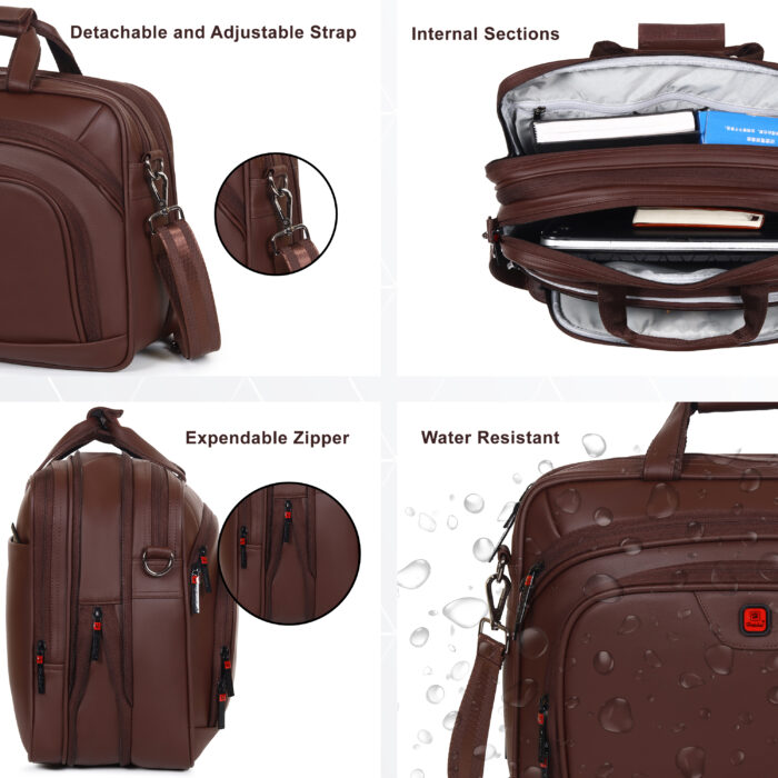HOTSHOT EXECUTIVE_2003|LEATHER MESSANGER BAG|LAPTOP MESSAMGER BAG|LAPTOP SLING BAG|OFFICE BAG|EXPANDABLE DESIGN|15.6 INCH|WATER RESISTANT |25 L LAPTOP BAG FOR MEN & WOMEN - Image 6