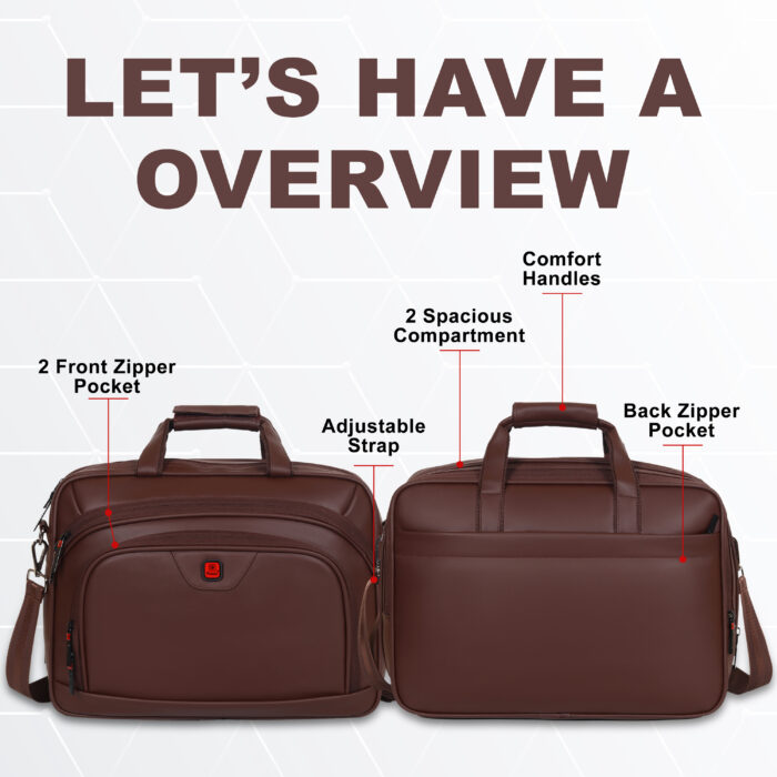 HOTSHOT EXECUTIVE_2003|LEATHER MESSANGER BAG|LAPTOP MESSAMGER BAG|LAPTOP SLING BAG|OFFICE BAG|EXPANDABLE DESIGN|15.6 INCH|WATER RESISTANT |25 L LAPTOP BAG FOR MEN & WOMEN - Image 5