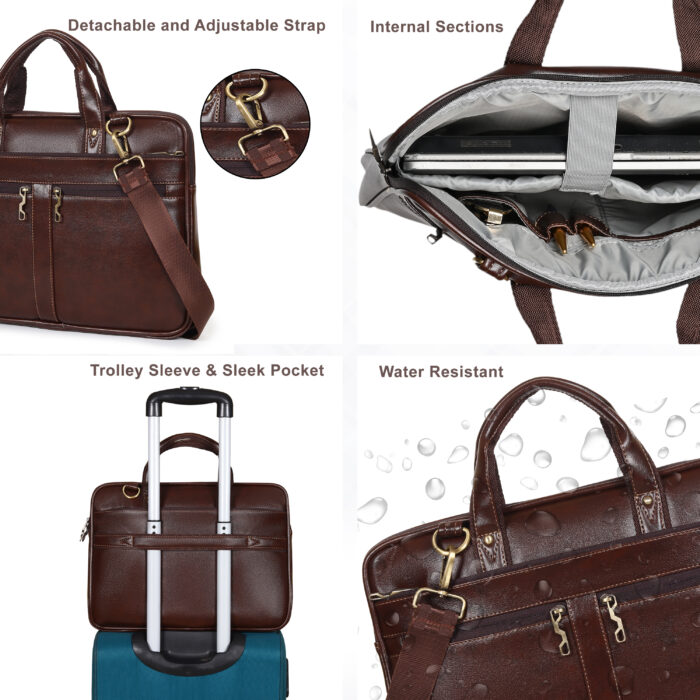 HOTSHOT EXECUTIVE_2004|LEATHER MESSANGER BAG|LAPTOP MESSAMGER BAG|LAPTOP SLING BAG|OFFICE BAG|TROLLY SLEEVE|15.6 INCH|WATER RESISTANT |10 L LAPTOP BAG FOR MEN & WOMEN - Image 8