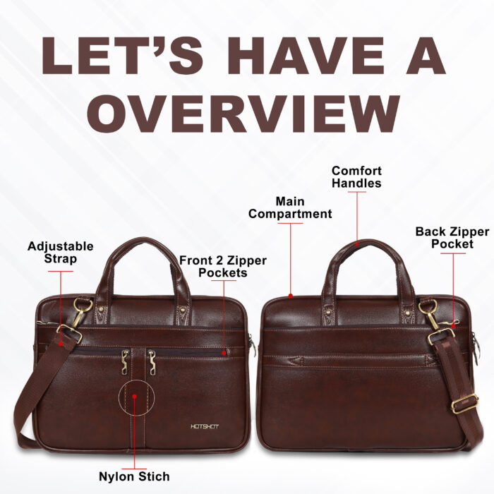 HOTSHOT EXECUTIVE_2004|LEATHER MESSANGER BAG|LAPTOP MESSAMGER BAG|LAPTOP SLING BAG|OFFICE BAG|TROLLY SLEEVE|15.6 INCH|WATER RESISTANT |10 L LAPTOP BAG FOR MEN & WOMEN - Image 7