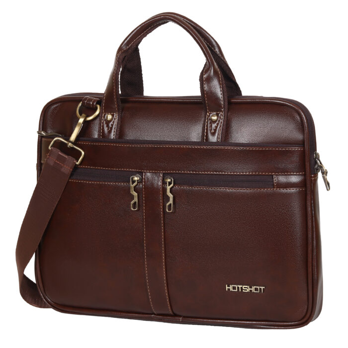 HOTSHOT EXECUTIVE_2004|LEATHER MESSANGER BAG|LAPTOP MESSAMGER BAG|LAPTOP SLING BAG|OFFICE BAG|TROLLY SLEEVE|15.6 INCH|WATER RESISTANT |10 L LAPTOP BAG FOR MEN & WOMEN - Image 4