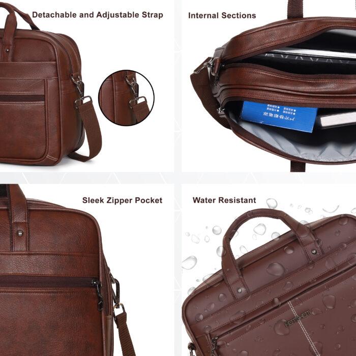 HOTSHOT EXECUTIVE_2006|LEATHER MESSANGER BAG|LAPTOP MESSAMGER BAG|LAPTOP SLING BAG|OFFICE BAG|SHOULDER BAG|15.6 INCH|WATER RESISTANT |18 L LAPTOP BAG FOR MEN & WOMEN - Image 9
