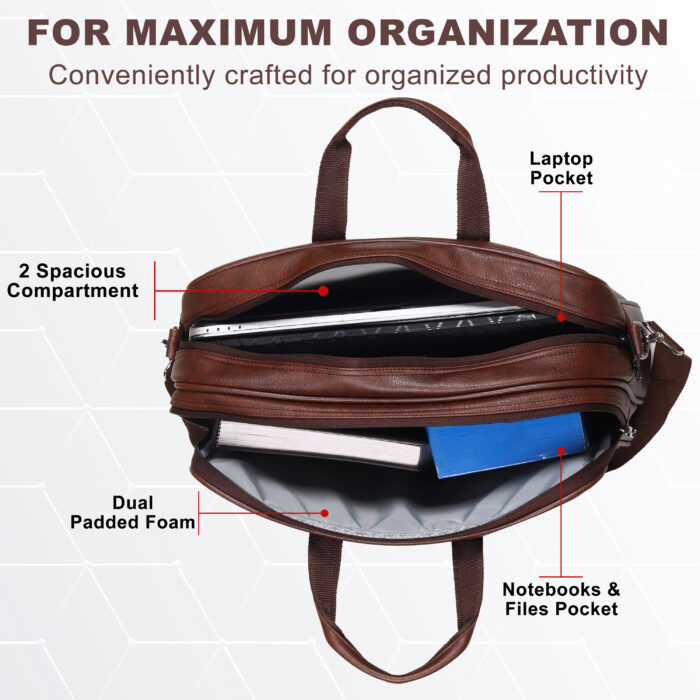 HOTSHOT EXECUTIVE_2006|LEATHER MESSANGER BAG|LAPTOP MESSAMGER BAG|LAPTOP SLING BAG|OFFICE BAG|SHOULDER BAG|15.6 INCH|WATER RESISTANT |18 L LAPTOP BAG FOR MEN & WOMEN - Image 6
