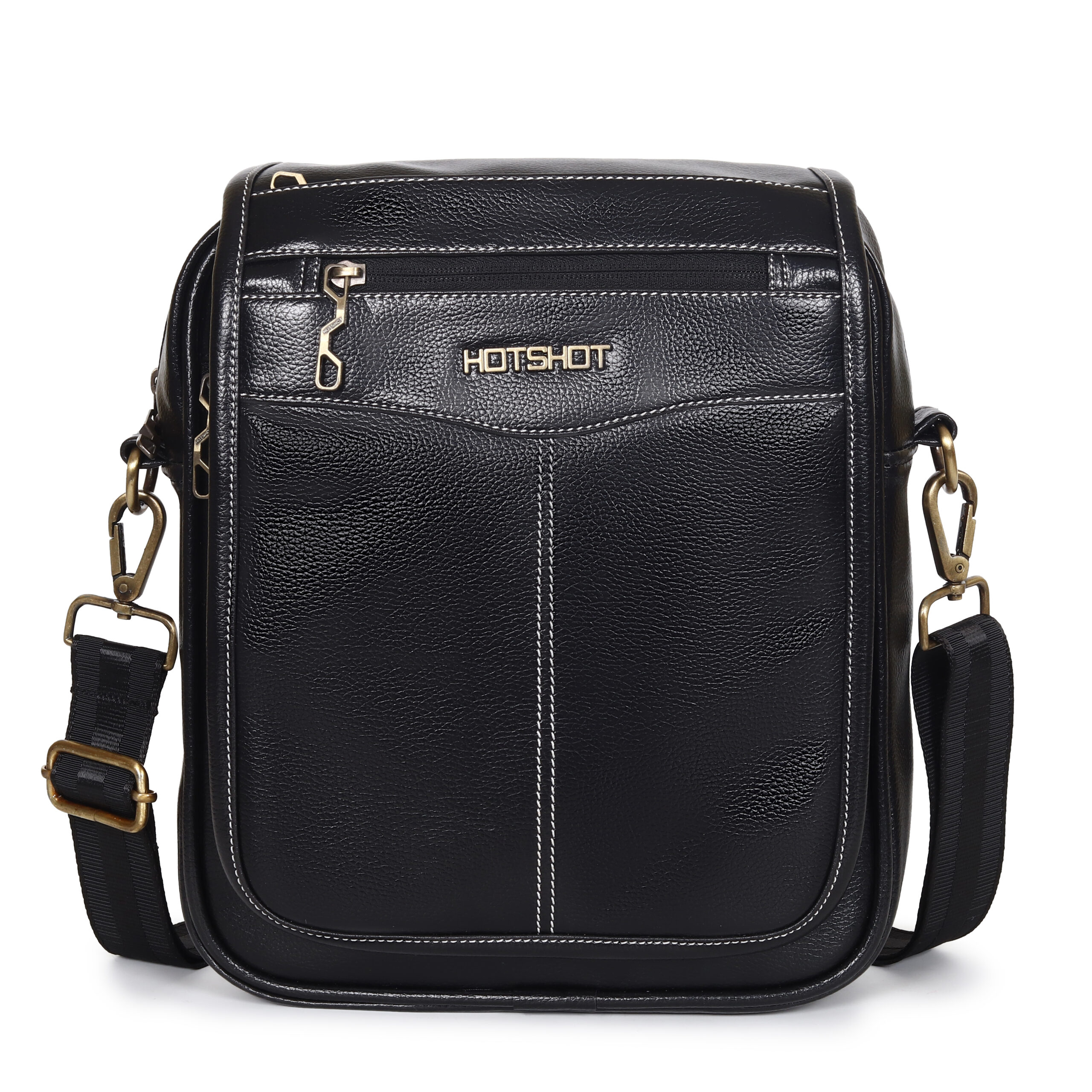 2007-BLACK (5) HOTSHOT TRIPSTER_2007|FAUX LEATHER SLING BAG|SIDE BAG|TRAVEL BAG|SHOULDER BAG|PASSPORT BAG|CROSS BODY BAG|WATER RESISTANT|7 LITER SLING BAG FOR MEN & WOMEN - Image 1